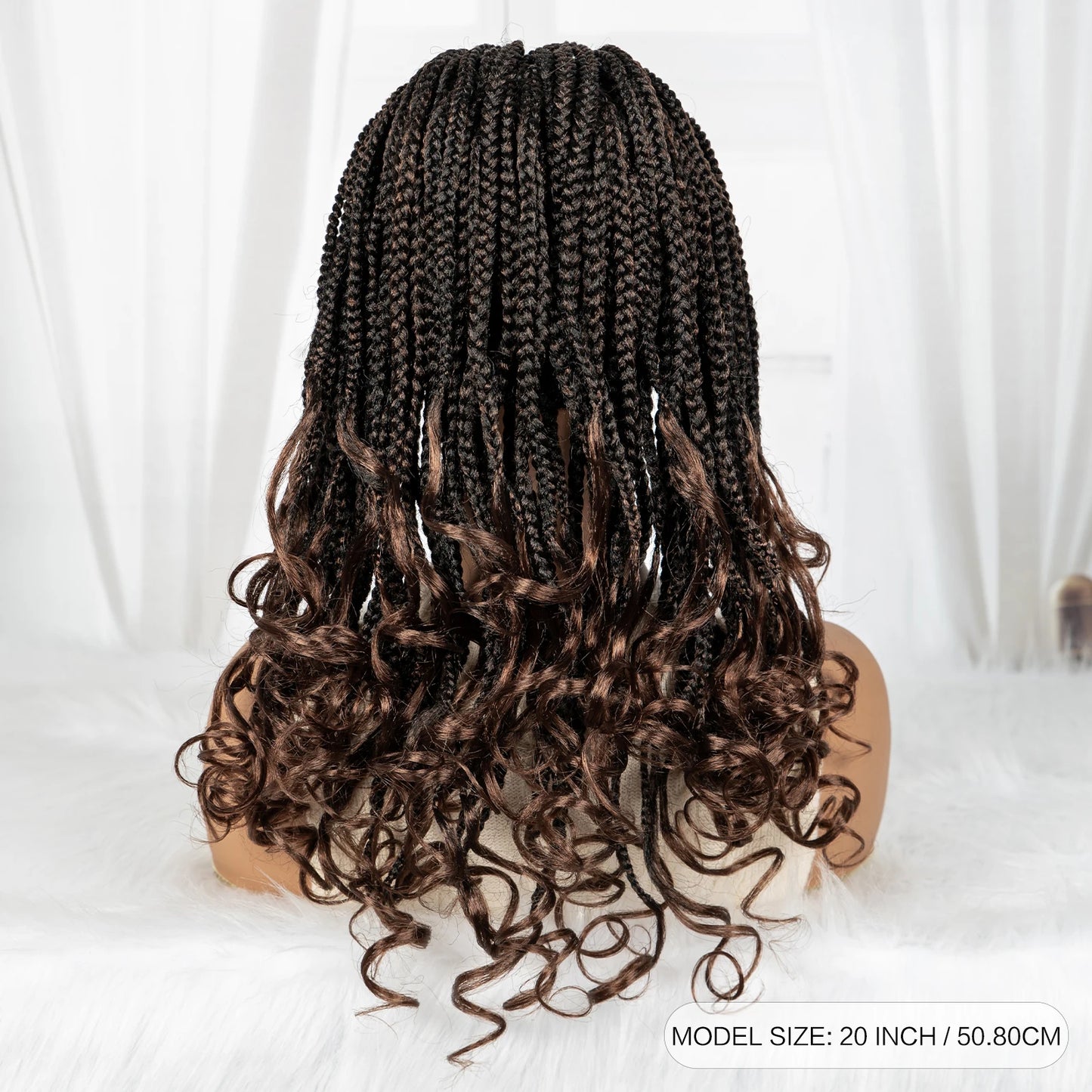 Burgundy Knotless Braids Wig with Curly Ends | 9x6 Lace Front | Blended Box Braids Luxegan