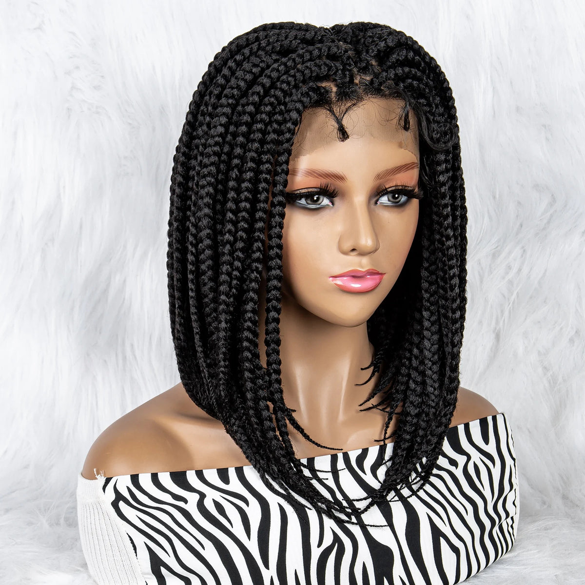 Pelucas trenzadas Bob para mujeres negras Peluca de encaje completo con trenzas estilo cornrow Peluca sintética de encaje frontal con trenzas de caja sin nudos con cabello de bebé