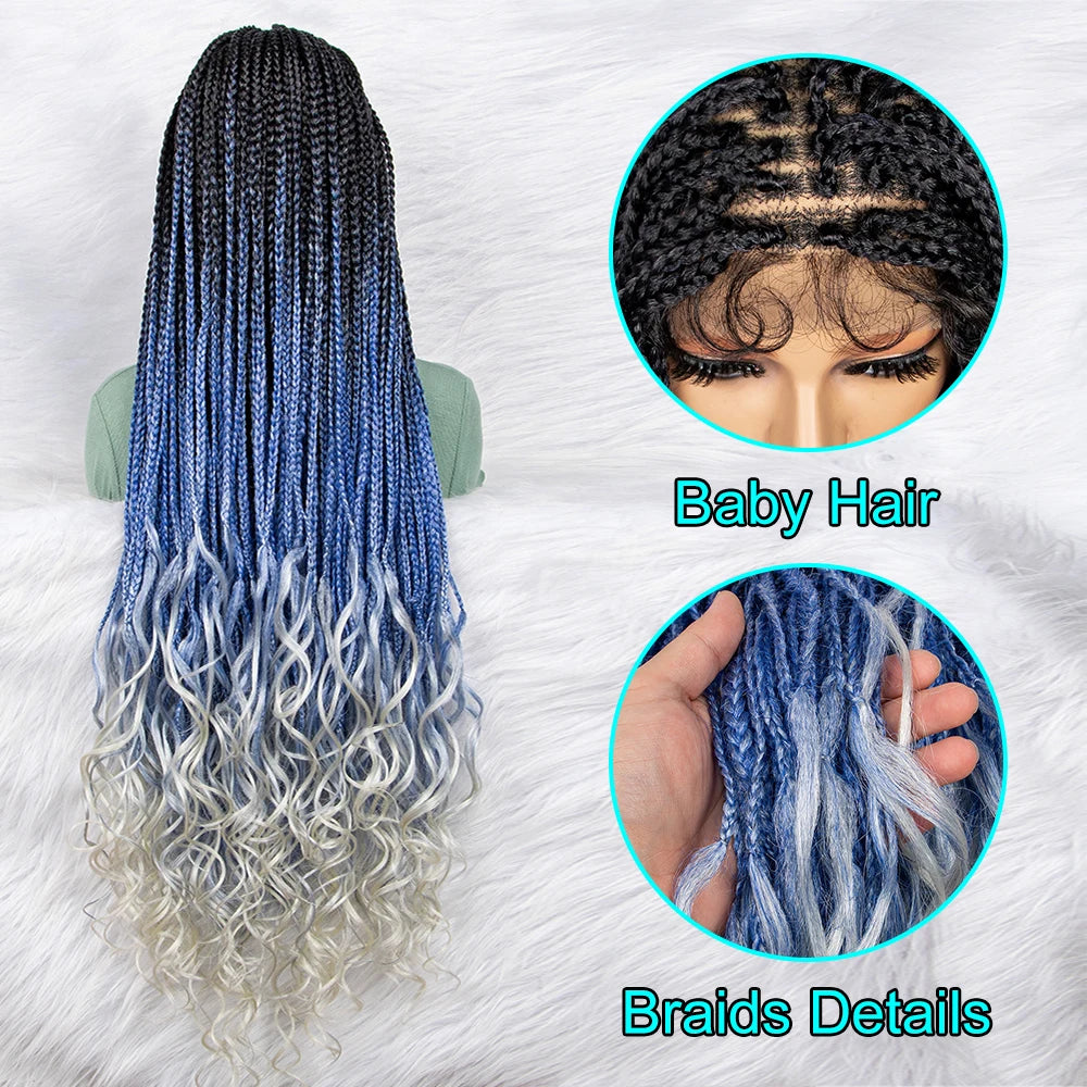 Gradient Water Wave Knotless Box Braids Wig | 9x6 Lace Front | Baby Hair Luxegan