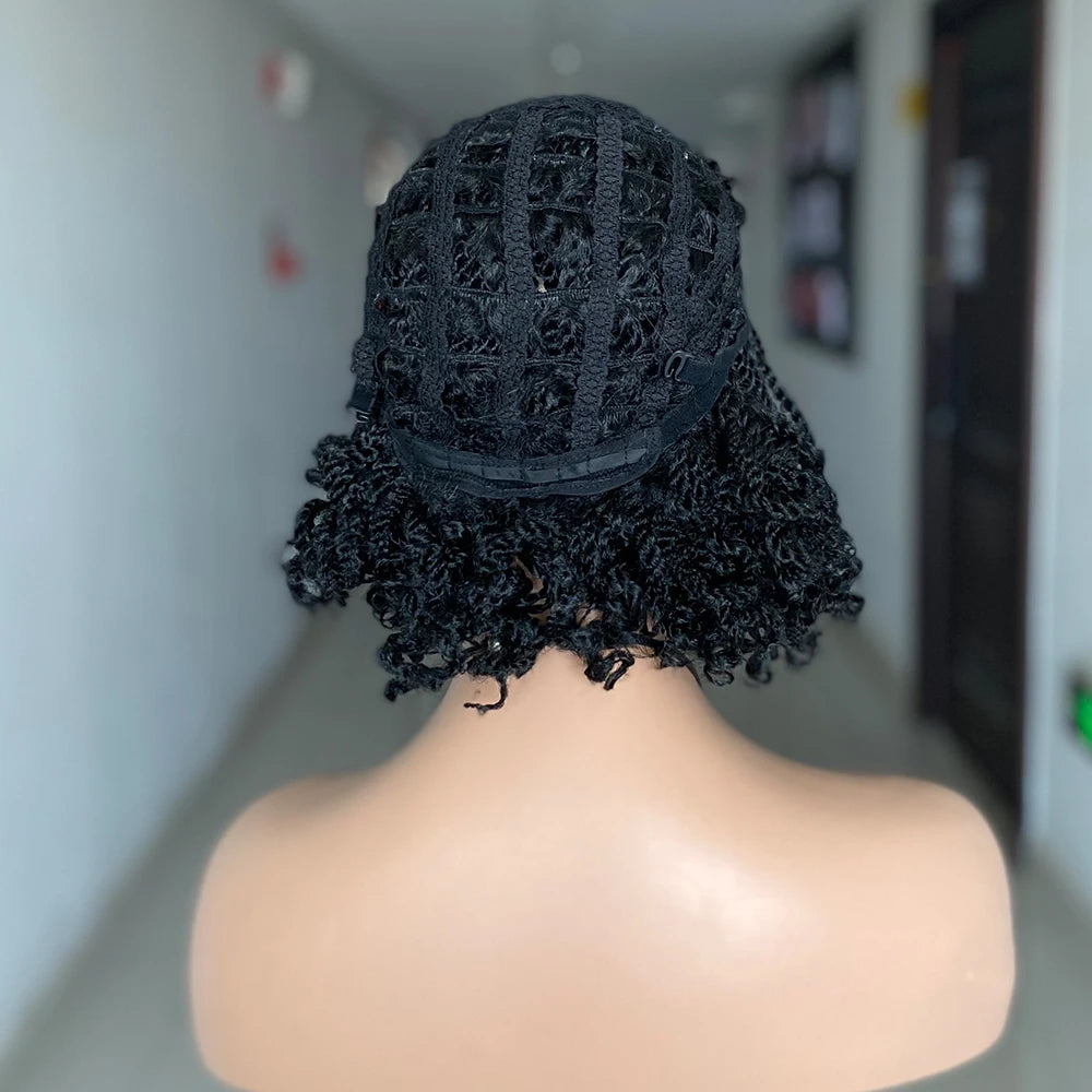 Short Box Braided Wig | Kinky Twist Crochet Wig | Heat Resistant | Synthetic Braids for Black Women - Luxegan