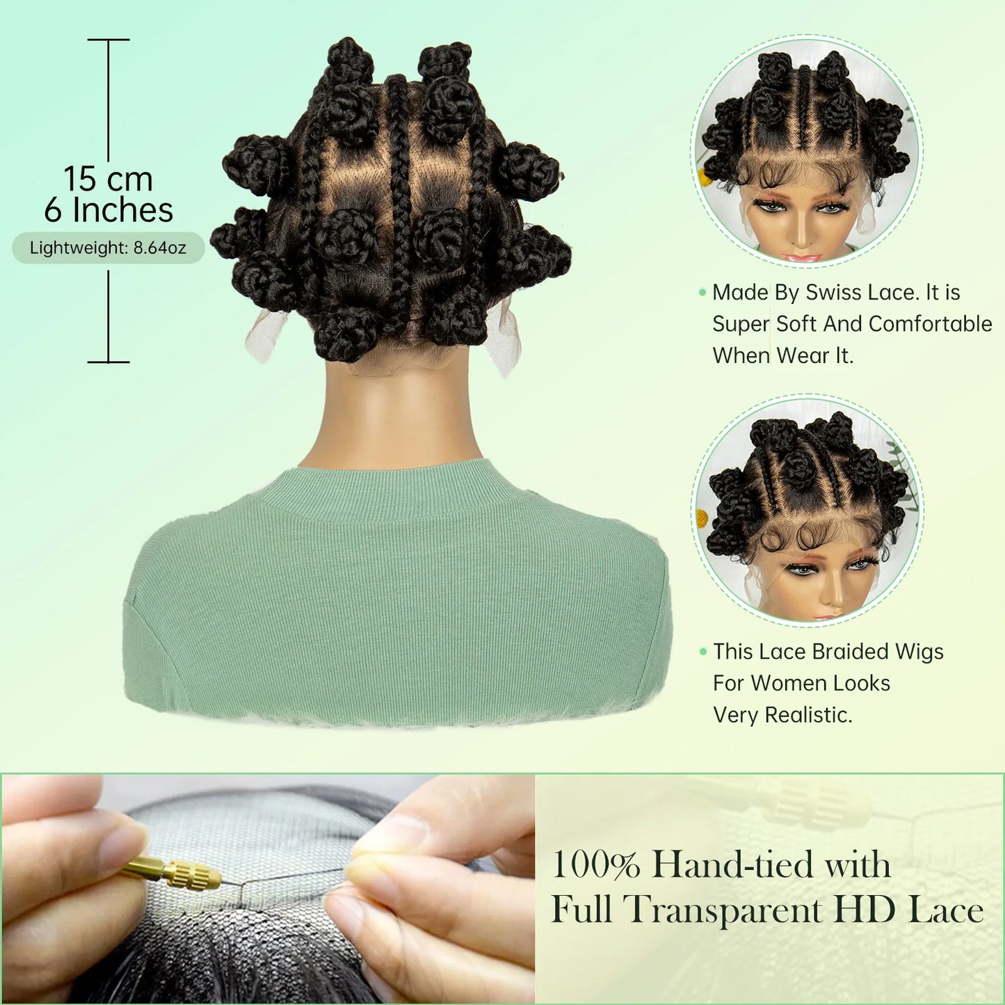Short Bantu Knot Braided Wig | Full Lace | Synthetic Hair | Baby Hairs | Cute Braids for Black Women