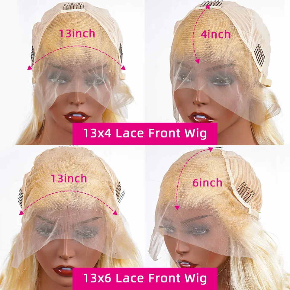 613 Blonde 13x6 HD Lace Frontal Wig - Brazilian Remy Hair - Body Wave - Pre Plucked - 30 Inches Luxegan
