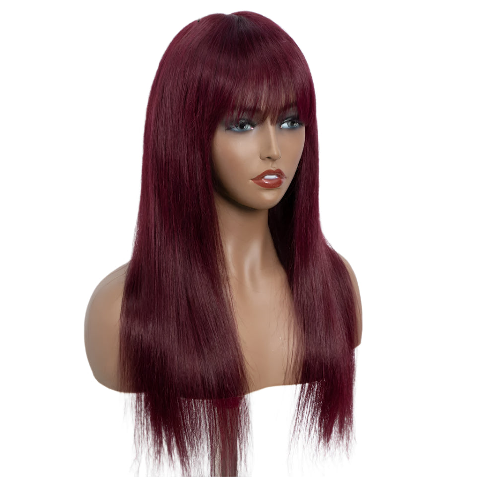 Rebecca P4/30/2T Highlight Straight Wig | Glueless Human Hair with Curtain Bangs Luxegan