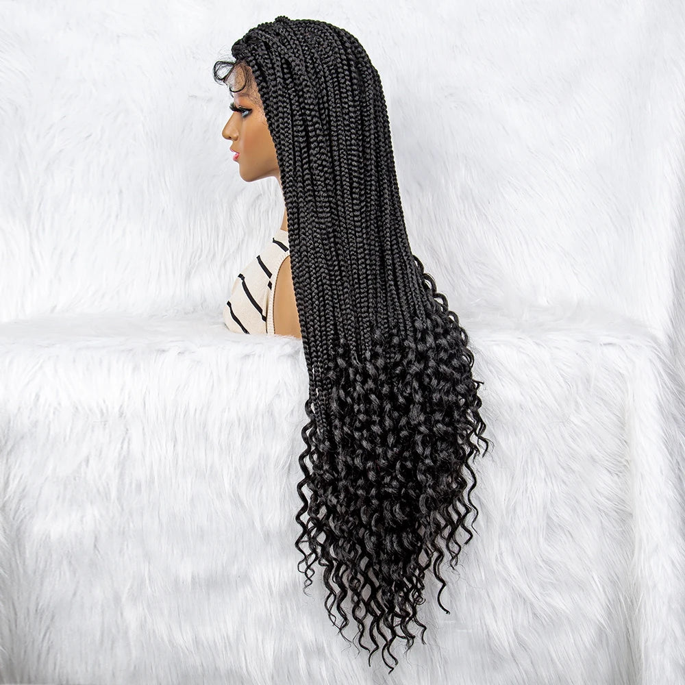 KIMA Goddess Box Braids Wig | Curly Accents | Full Lace Luxegan