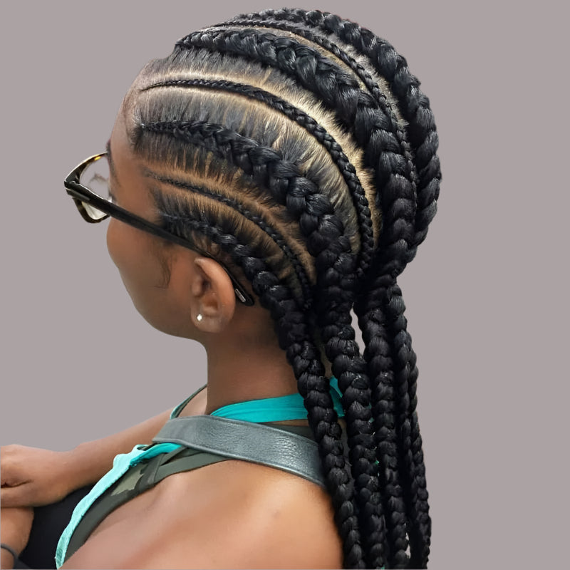 36" Cornrow Braided Wig | Full Lace Frontal | With Baby Hair | For Black Women