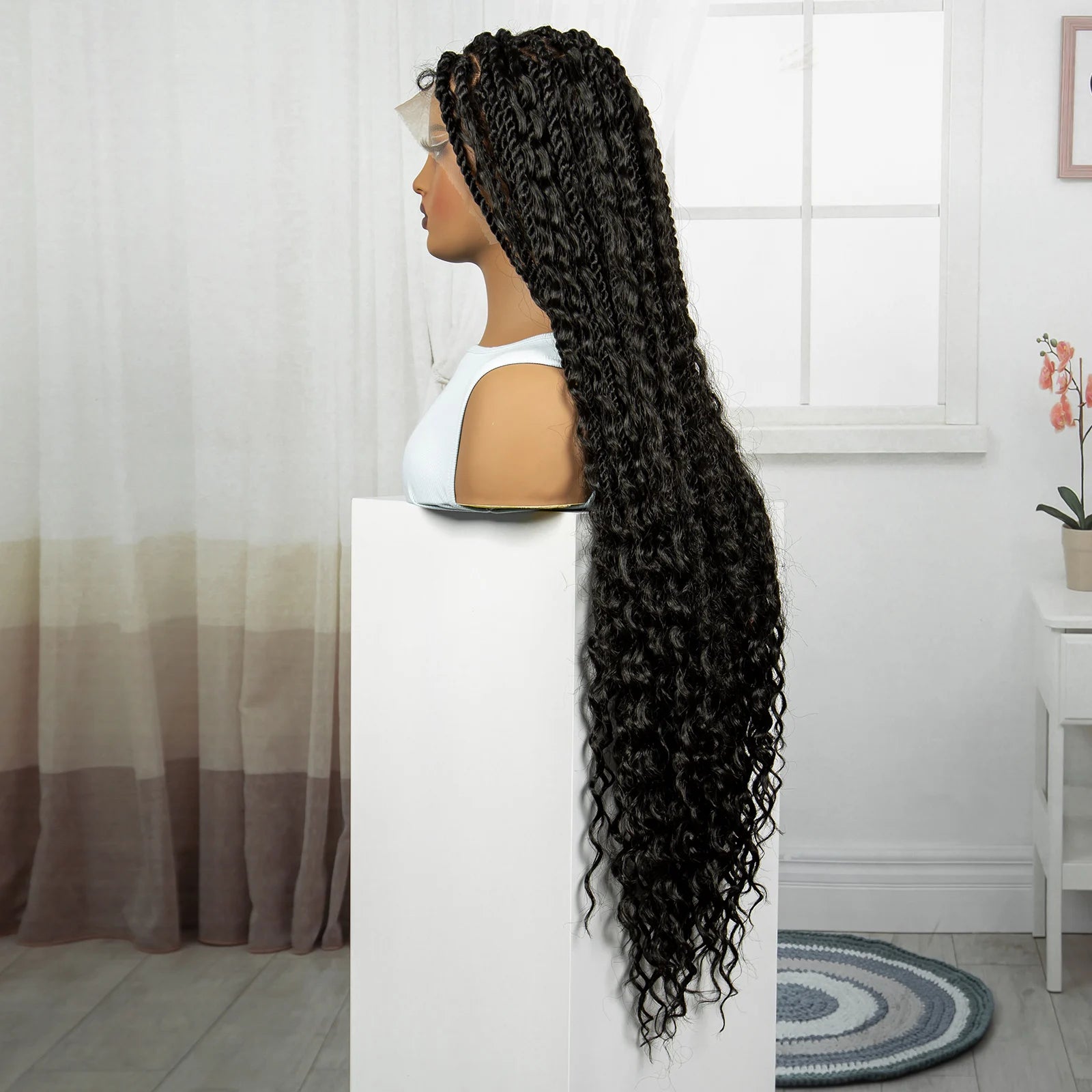 36" Boho Knotless Box Braids Wig | Natural HD Full Lace | Baby Hair Luxegan