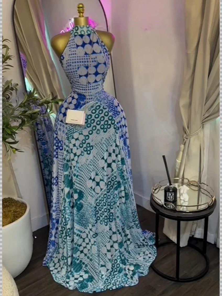 Floral Print Off-Shoulder Mermaid Maxi Dress – Belted, Floor-Length Luxegan