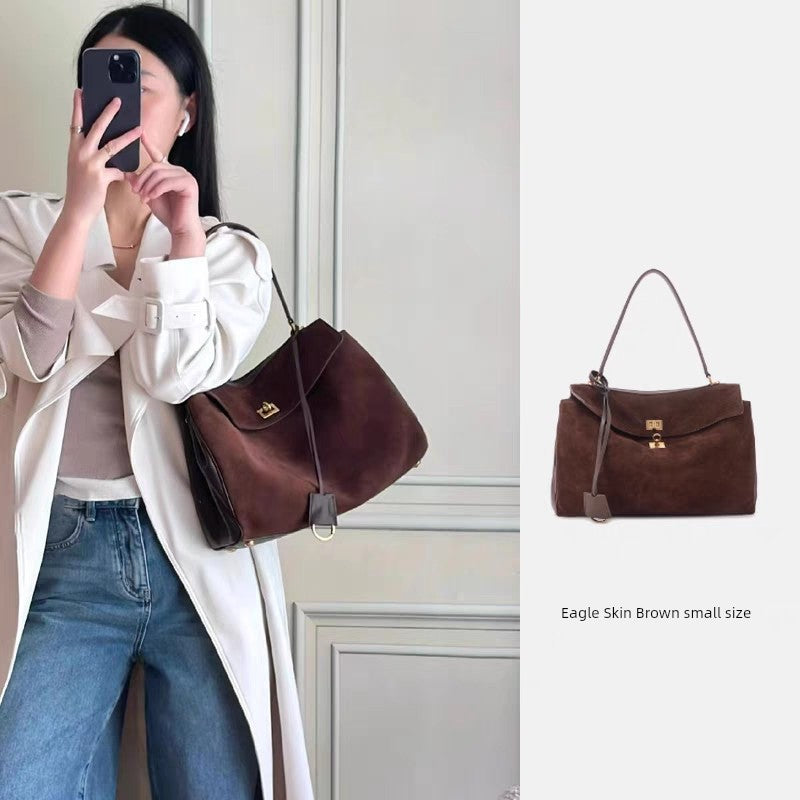 Rodeo Smooth Calfskin Tote Bag | Medium Horizontal Square Crossbody Satchel | Lazy Style Pure Color Leather Handbag Luxegan