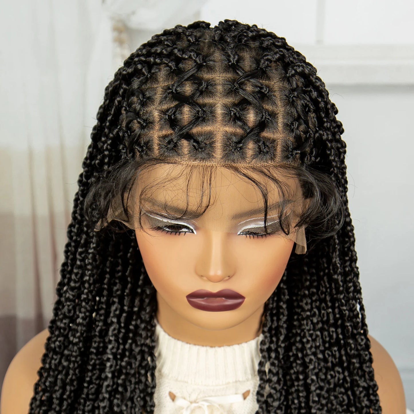36" Cornrow Knotless Box Braids Wig | Full Lace Frontal | Baby Hair Luxegan