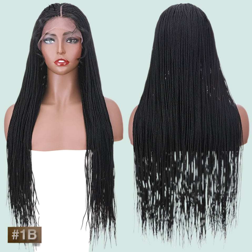 30" Senegalese Twist Braided Lace Front Wig | Knotless Braids | Synthetic Hair for Black Women
