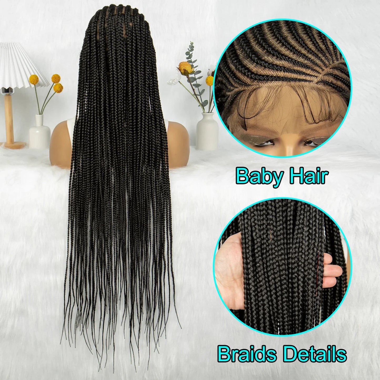 Cornrow Braids Wig | Transparent Full Lace Front | Bohemian Goddess Twists Luxegan