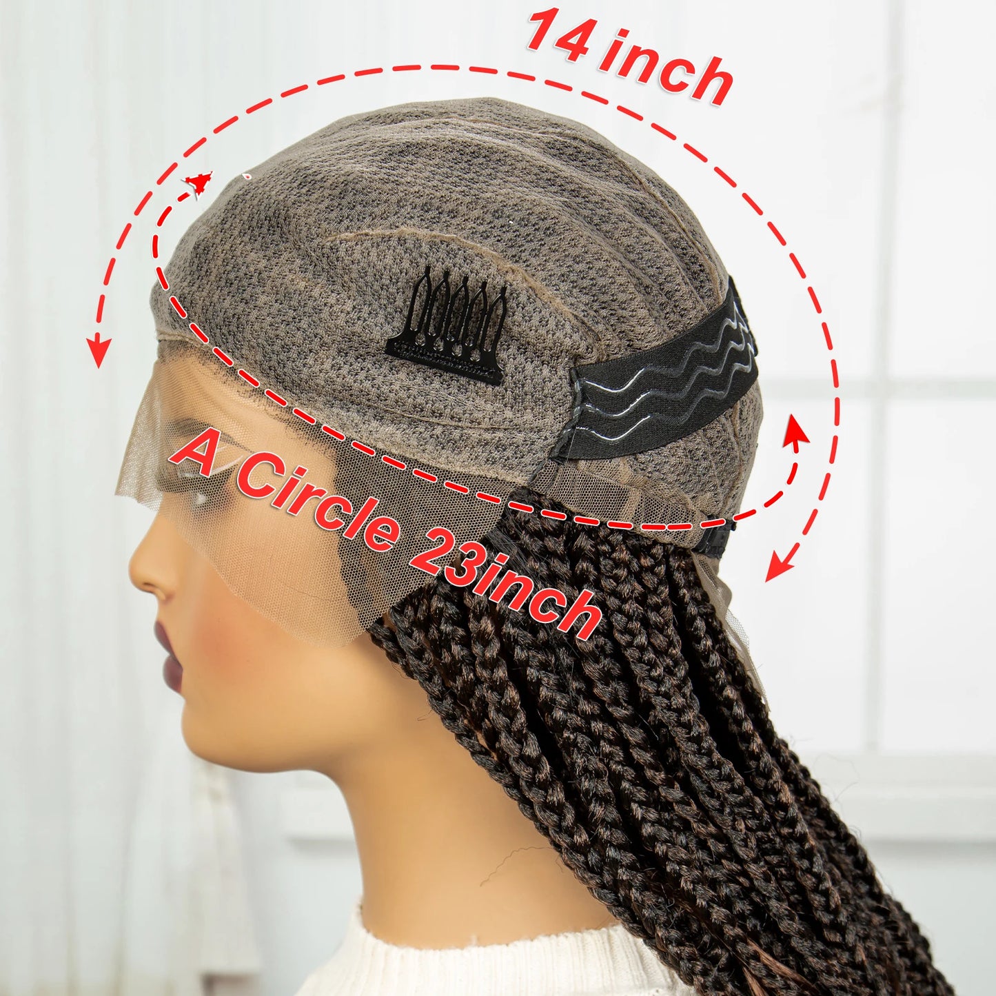 22" 1B/30 Ombre Knotless Braids Wig | Wavy Ends | Full Lace Boho Style Luxegan