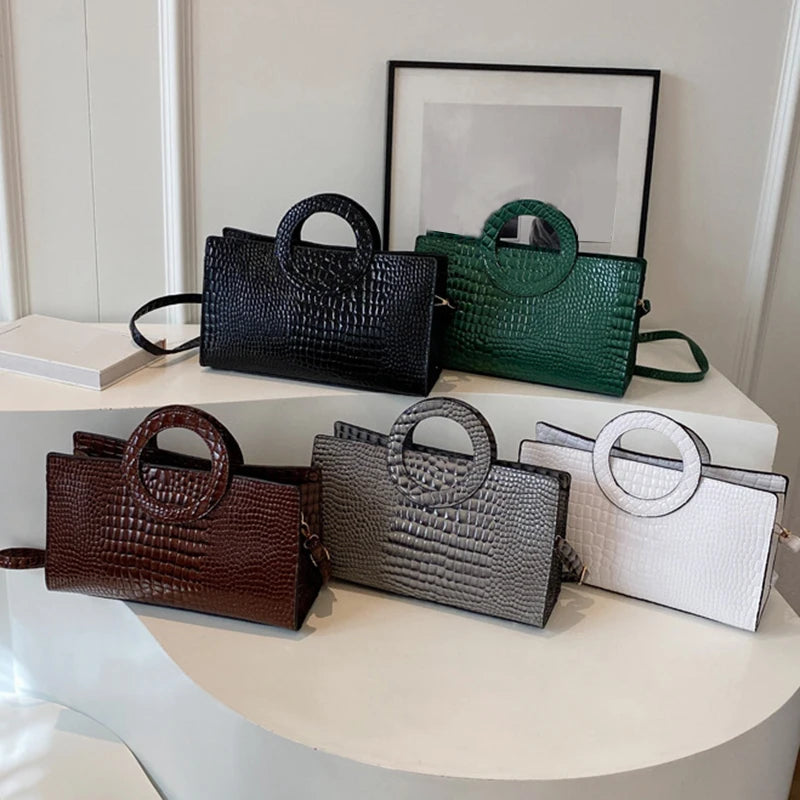 Luxury Crocodile Pattern Women's Handbag | Fashion Shoulder & Crossbody Bag (Famous Brand Designer PU Leather, Large Capacity) Luxegan