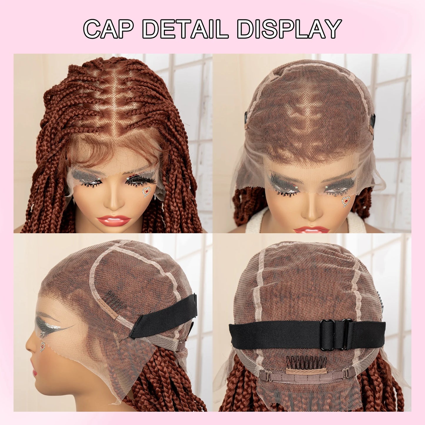 36" HD Full Lace Box Braided Wig | Ginger Color #350 | Lace Frontal Braids | Baby Hair | Synthetic Hair Wig