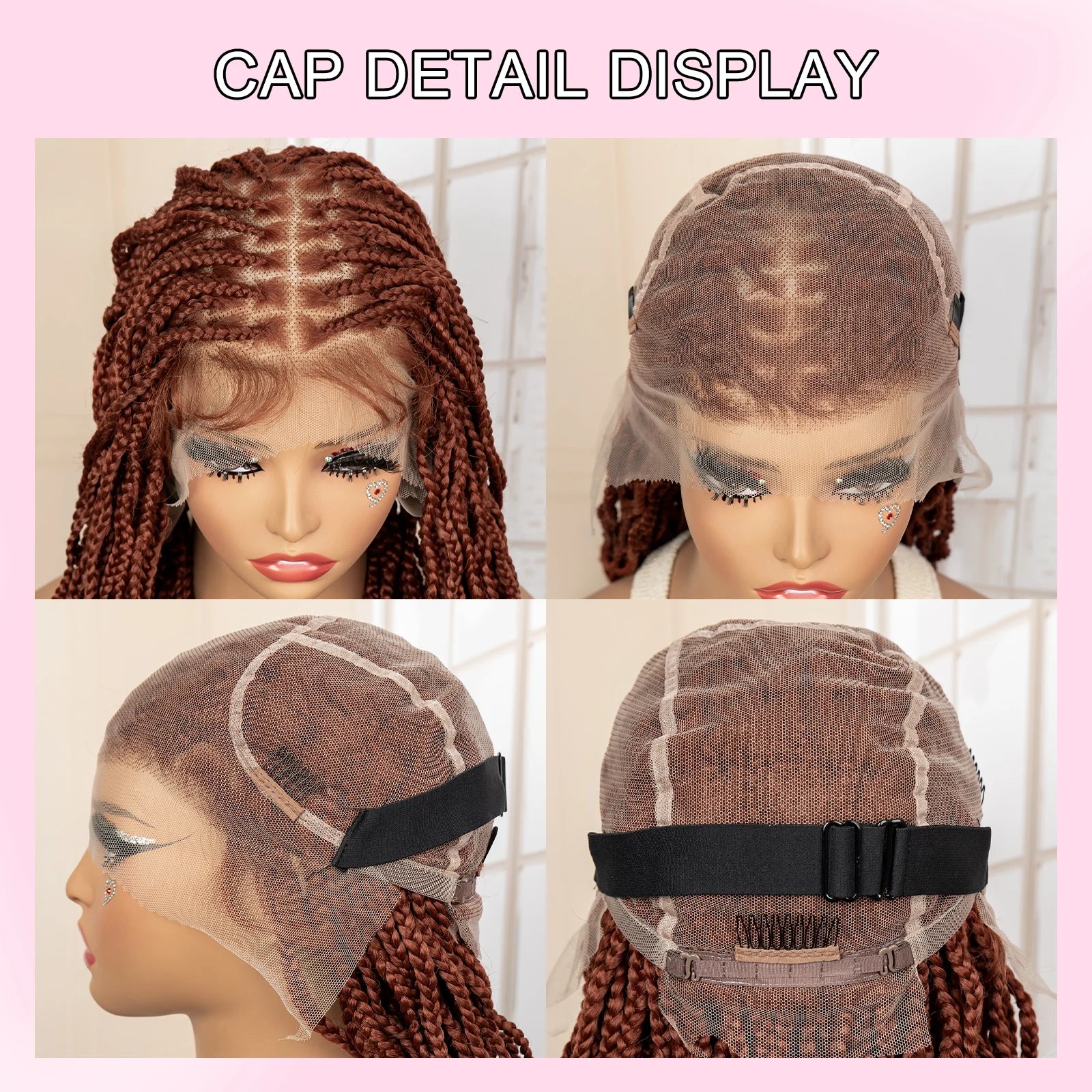 36" HD Full Lace Box Braided Wig | Ginger Color #350 | Lace Frontal Braids | Baby Hair | Synthetic Hair Wig