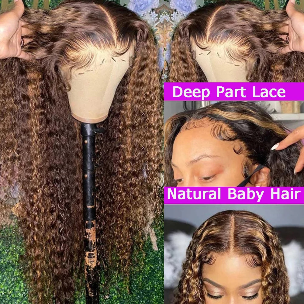 HD Transparent Highlight Deep Wave Lace Front Wig | Honey Blonde Brazilian Remy Hair