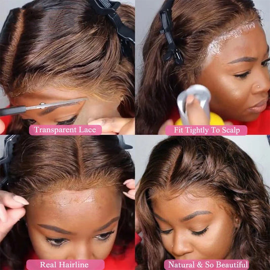 Wear & Go Glueless Chocolate Brown Straight HD Lace Front Human Hair Wig (Pre-Plucked, Long) Luxegan