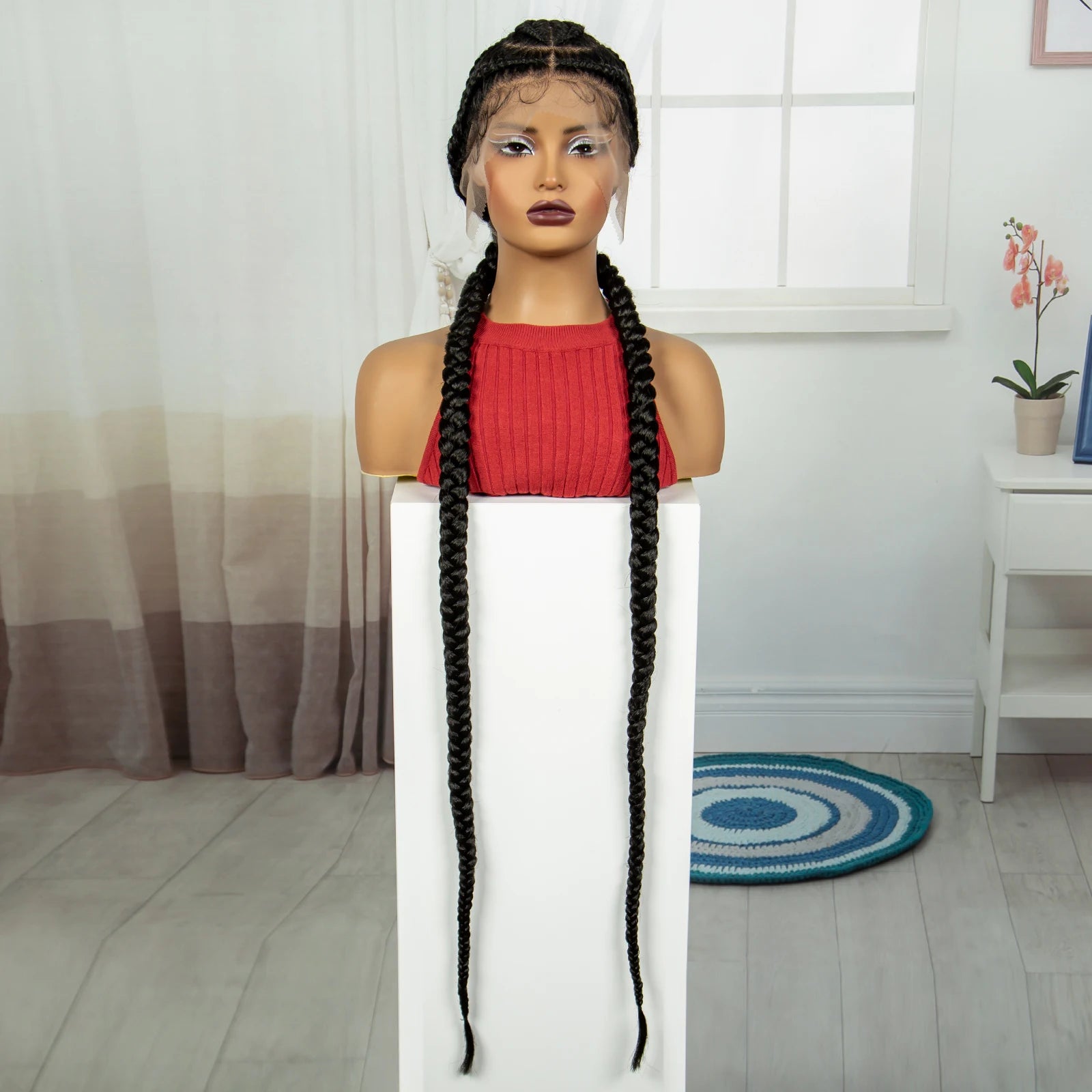 48" Super Long Cornrow Knotless Braids Wig | Full Lace Frontal Luxegan