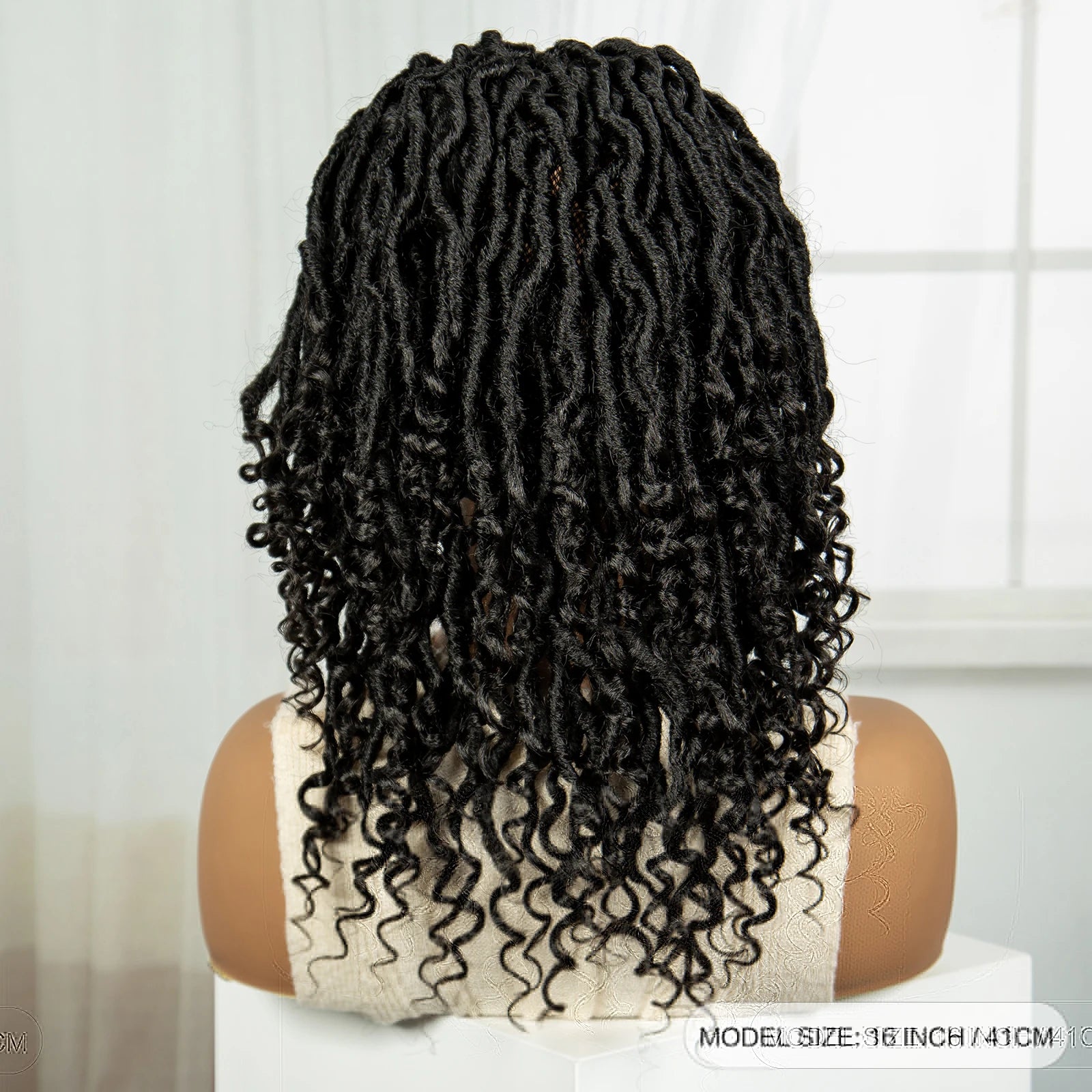 Curly Ends Dreadlock Braided Wig | Synthetic Lace Front Goddess Locs Braid Wig with Baby Hair | Faux Locs Wig for Black Women Luxegan