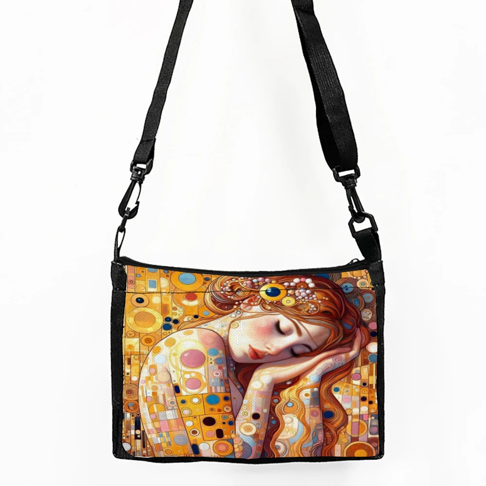 Gustav Klimt Inspired Shoulder Bag | Versatile Square Crossbody Luxegan
