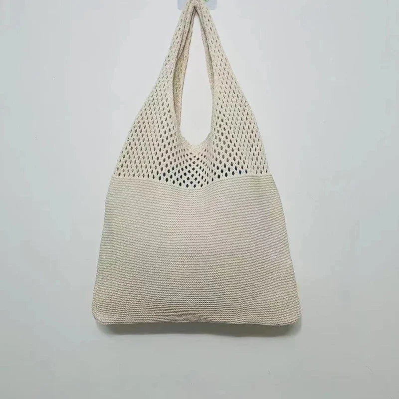 Women’s Large Capacity Knitted Tote Bag | Summer Beach Big Purse | Casual Hollow Woven Shoulder Bag | Versatile Female Knitted Handbag (Model AAA) Luxegan
