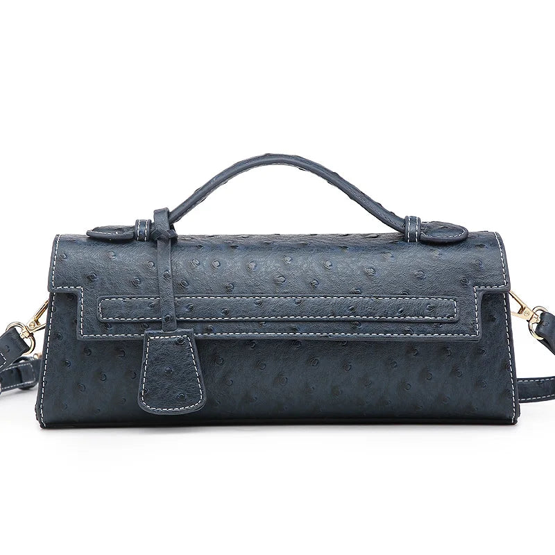 Hot Brand Design Serpentine Handbag | Luxury Ostrich & Snake Print Shoulder Bag | Fashionable Long Flap Messenger for Work, Travel & Parties Luxegan
