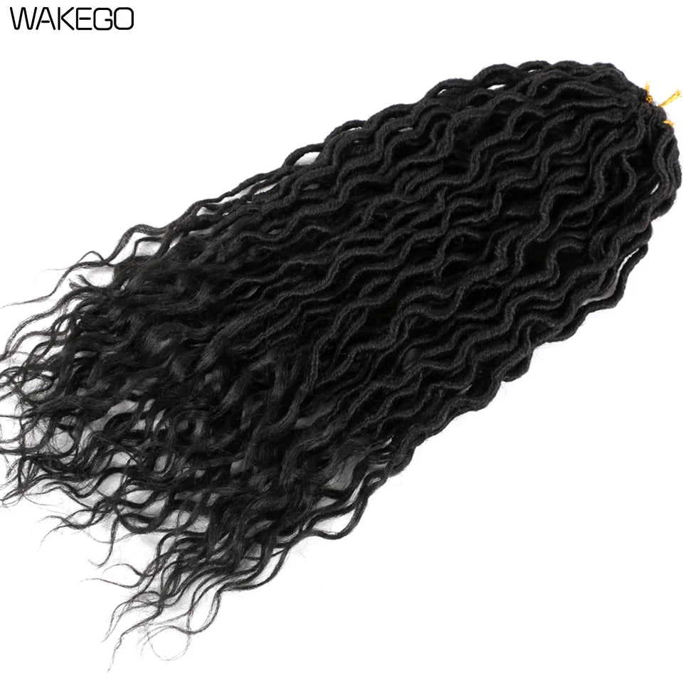 Goddess Faux Locs Crochet Hair | 18" Soft Curly Braids | Ombre Dreadlocks Extensions | 24 Strands/Pack Luxegan