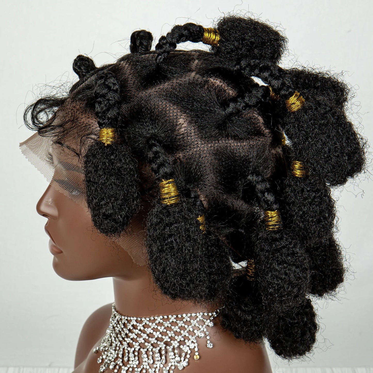 Short Bantu Knotless Braids Wig | Handmade Cornrow Accents | Full Lace Luxegan