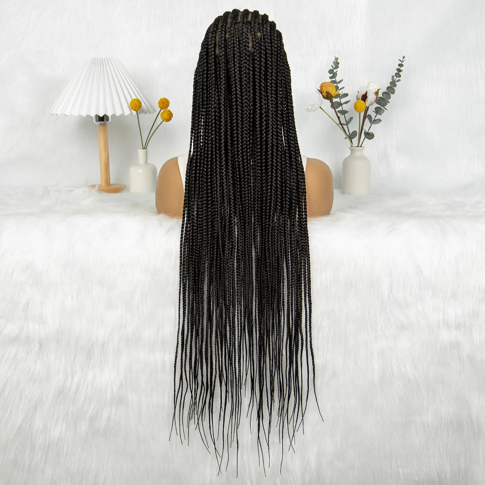 Fulani Stitch Cornrow Box Braids Wig | Transparent Full Lace | Baby Hair | Black Women Luxegan