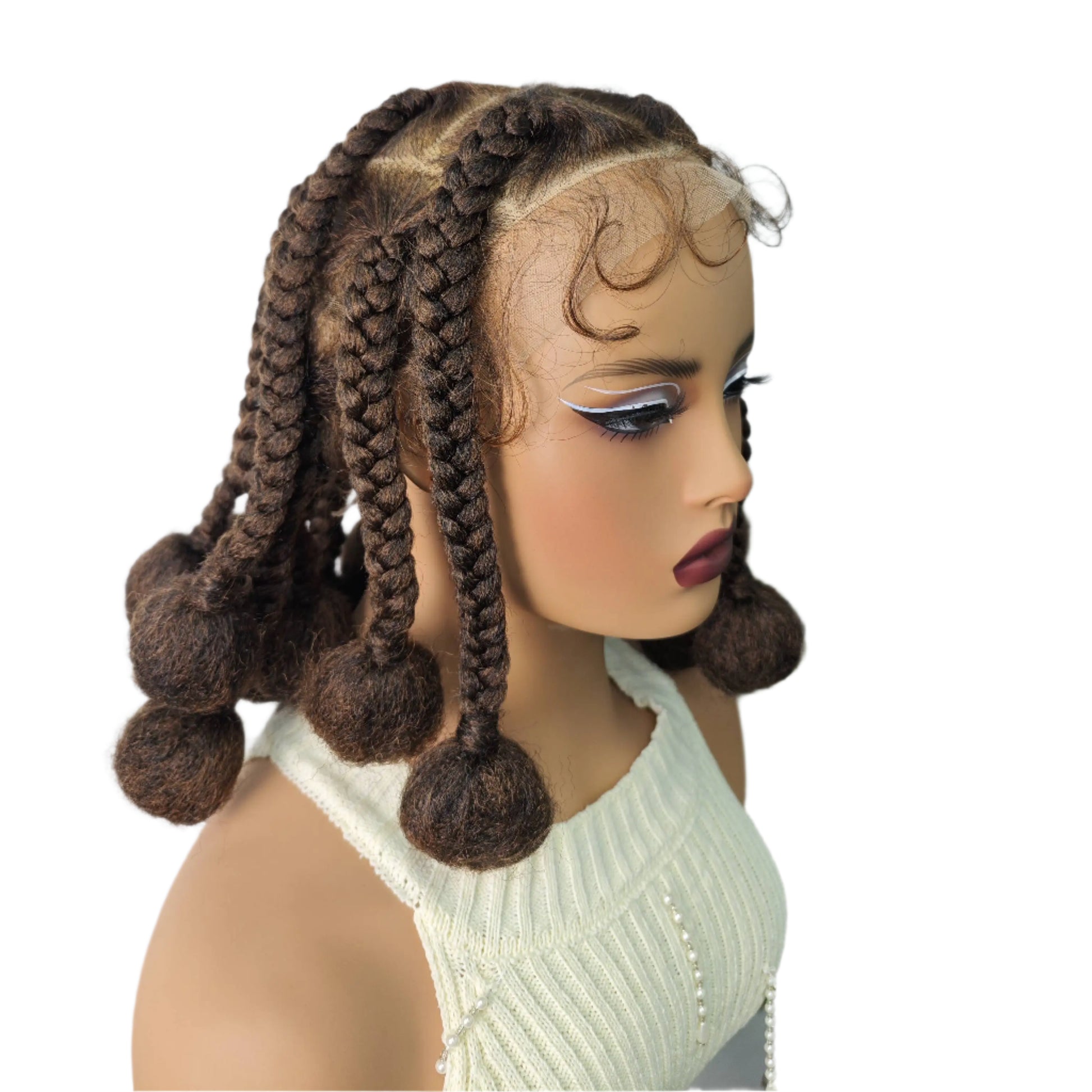 12" Ginger Orange Knotless Box Braiding Wig | Transparent Lace Front Synthetic Hair with Baby Hair Luxegan