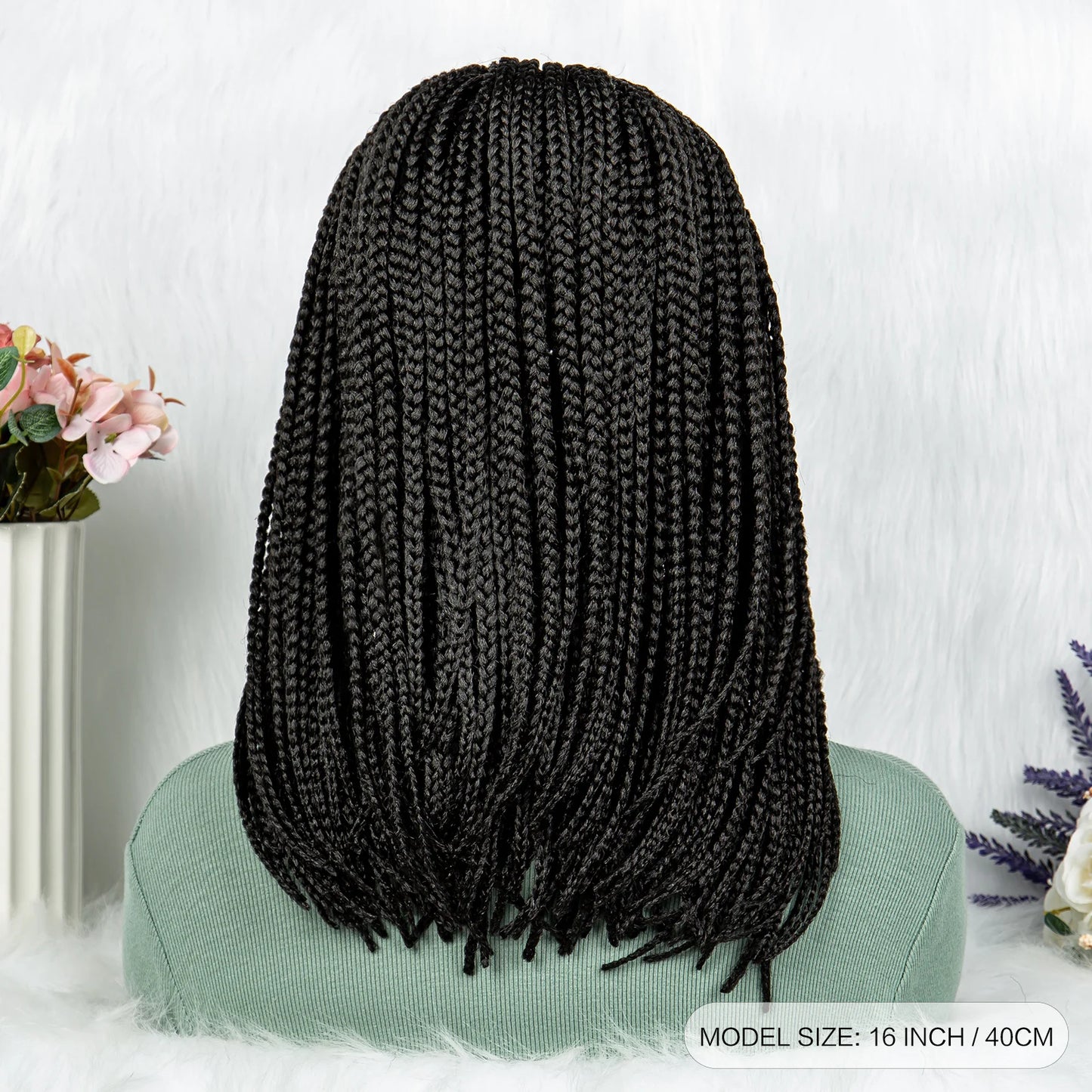 16" Short Knotless Box Braids Bob Wig | Lace Front | Afro Braided Hair Luxegan