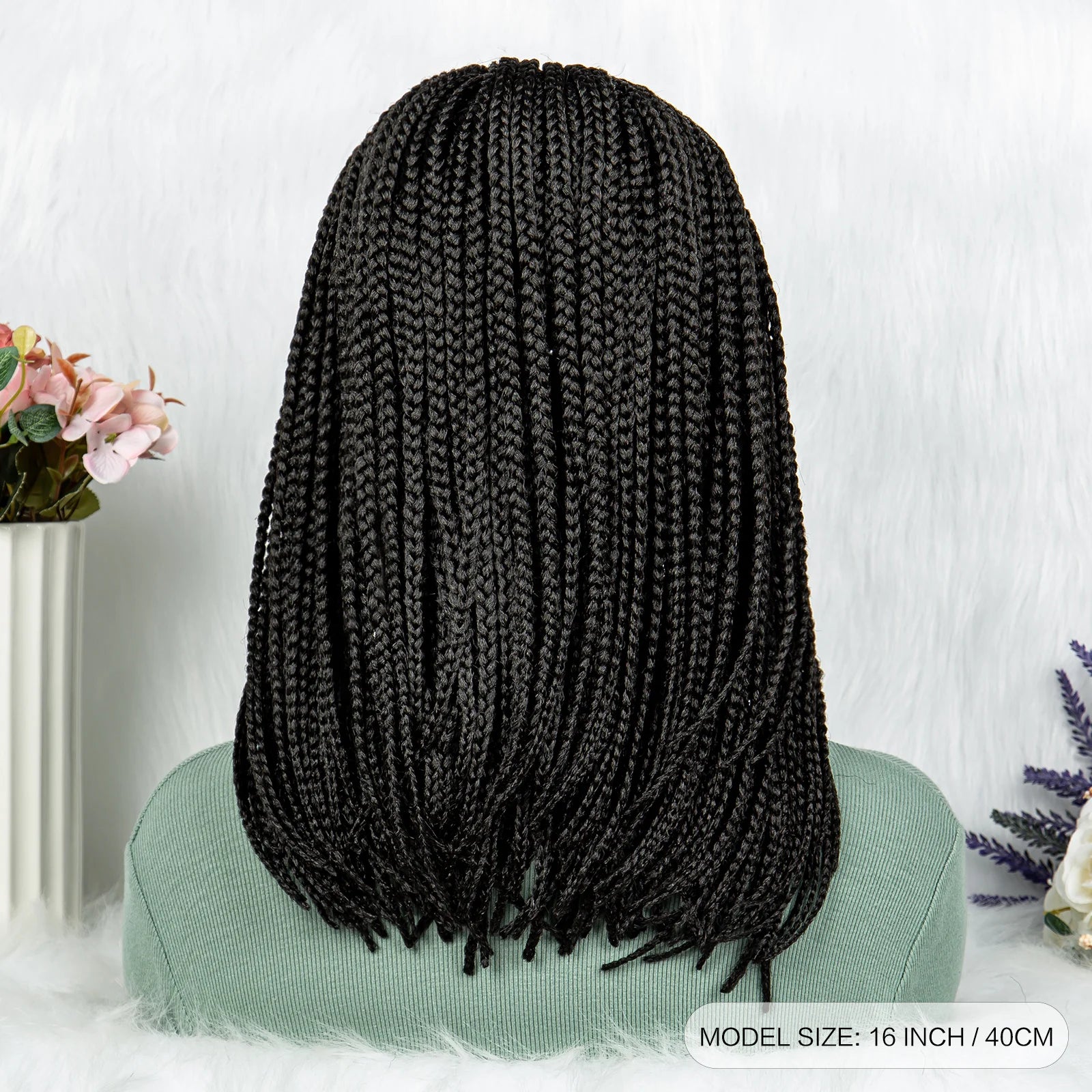 16" Short Knotless Box Braids Bob Wig | Lace Front | Afro Braided Hair Luxegan