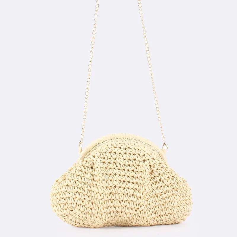 Straw Weaving Crossbody Bag | Summer Hard Shell Shoulder Purse Luxegan
