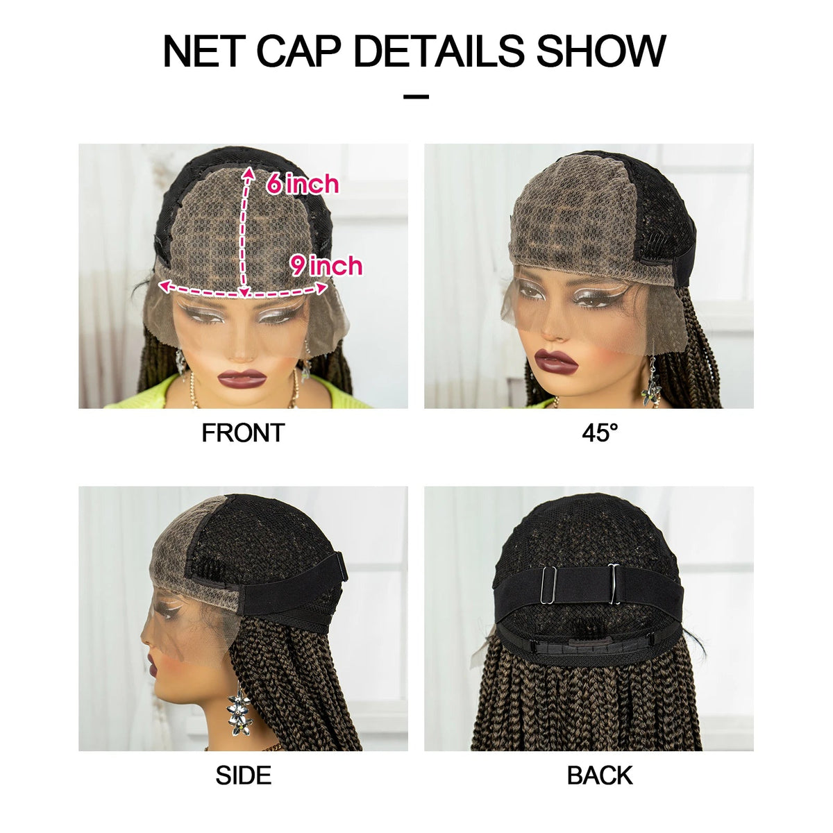Synthetic Braided Wig Synthetic Hair Lace Front Wigs Box Braided Wigs for Black Women 36 Inches Micro Braids Wigs with Baby Hair Luxegan