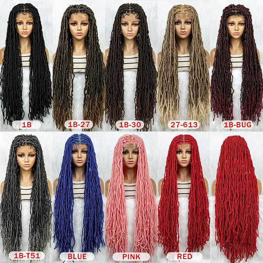 KIMA 36" Colorful Dreadlocks Braids Wig | Full Lace Front & Baby Hair Luxegan