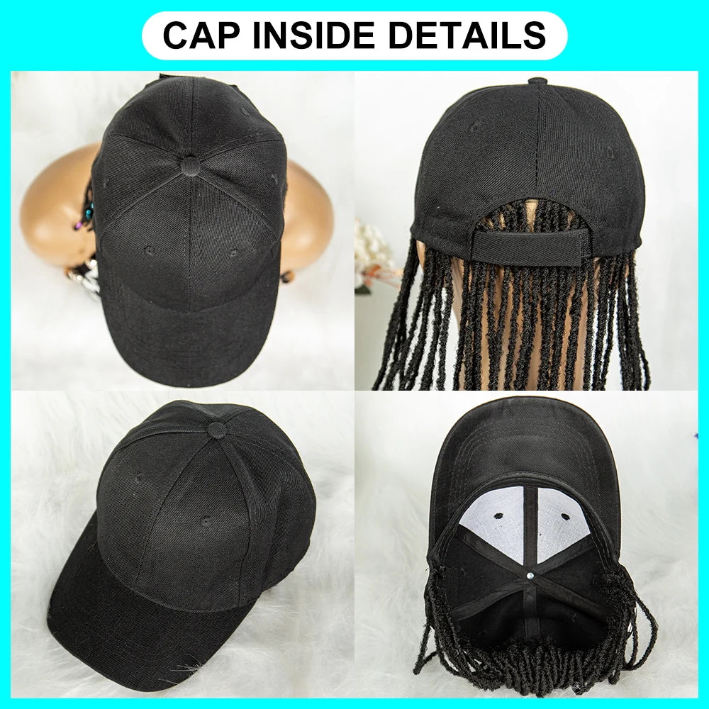 Braided Baseball Cap Wig | Adjustable Hat Wig | Afro Black Women & Girls Luxegan