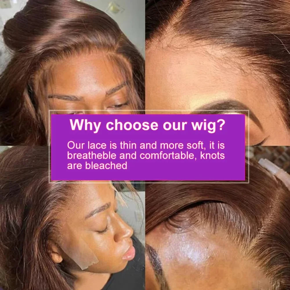 Vietnamese Straight Double Drawn Bob Wig | Sophisticated Chocolate Brown 100% Human Hair | Elegant "13x4 Full Lace Frontal" Silhouette | "Dignified" Transparent Swiss Lace for Radiant Versatile Styling Luxegan