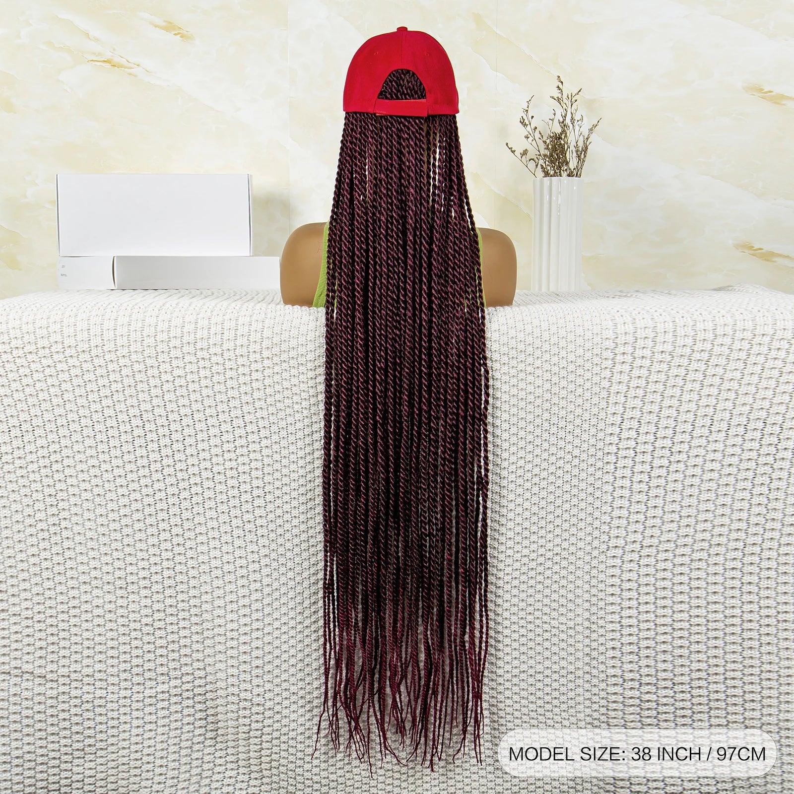 Synthetic Long Twists Braids Extension With Adjustable Cap Fashionable Machine Made Crochet Braided Extension Cap Wig For Women Luxegan