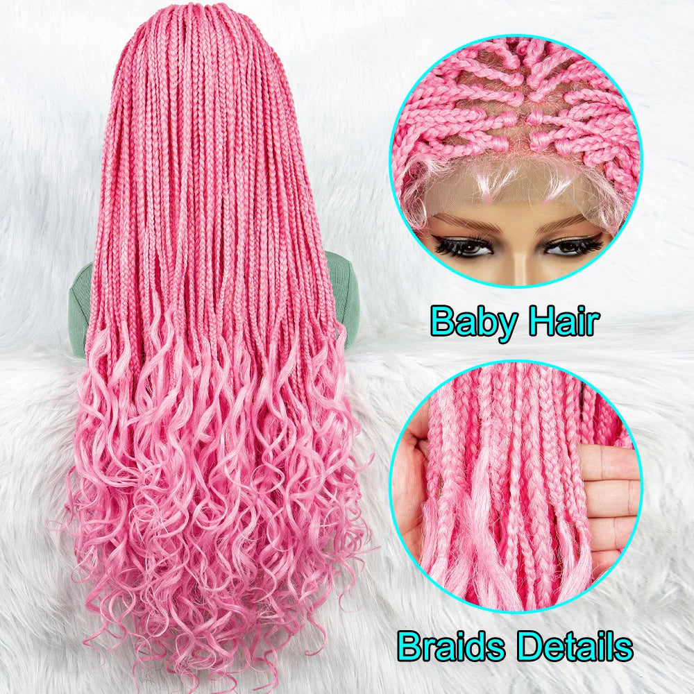 New HD Curly Goddess Box Braids Wig | Transparent Full Lace Luxegan