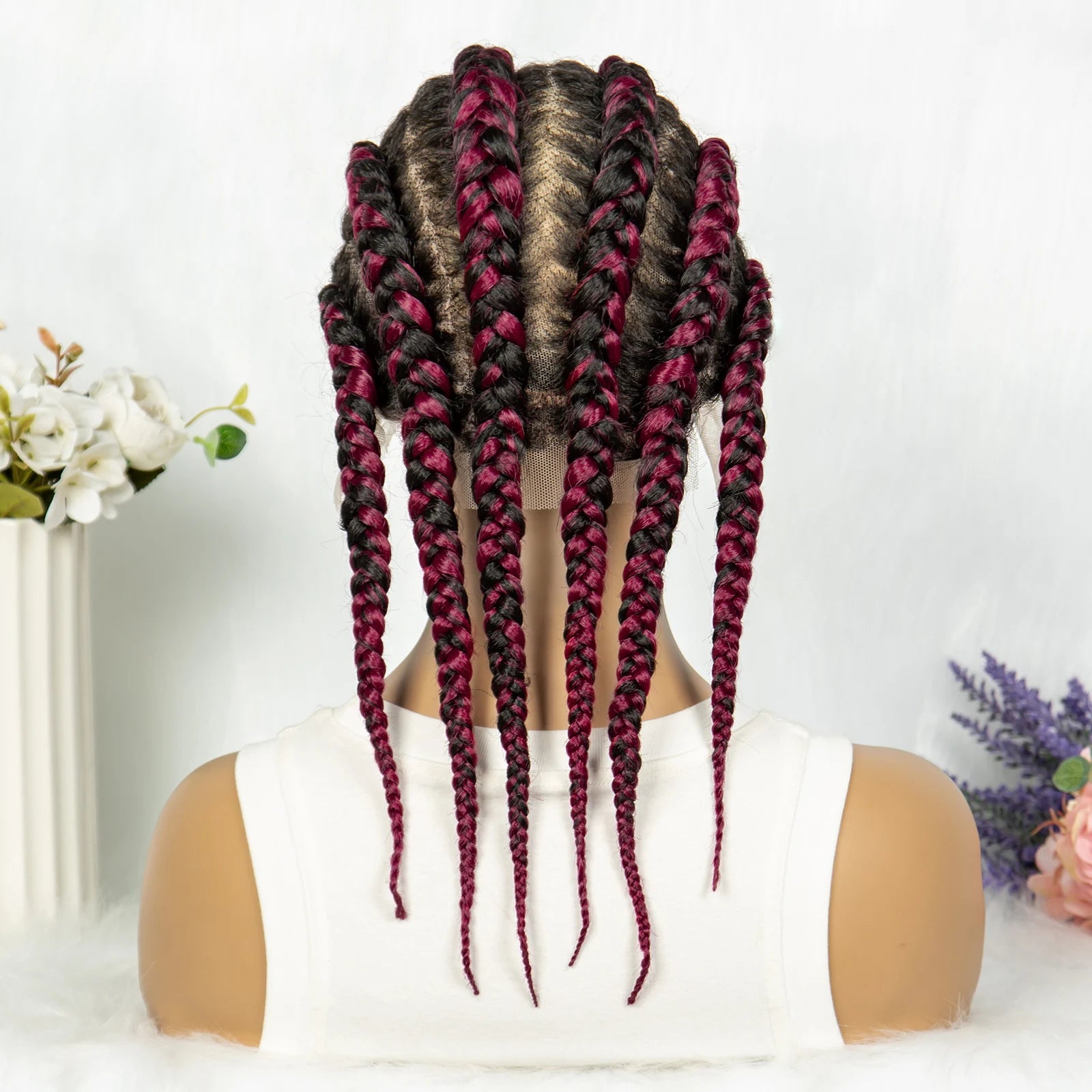 Full Lace Knotless Box Braids Wig | Cornrow Accent Luxegan