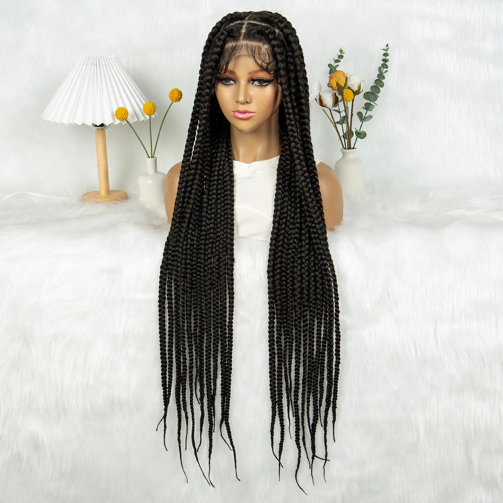 KIMA 36" Colorful Knotless Box Braids Wig | Lace Front & Baby Hair Luxegan