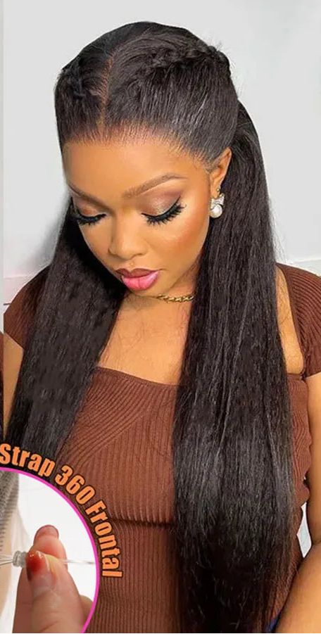 32-Inch Yaki Straight HD Lace Frontal Wig | 250% Density Glueless & Invisi-Drawstring Luxegan