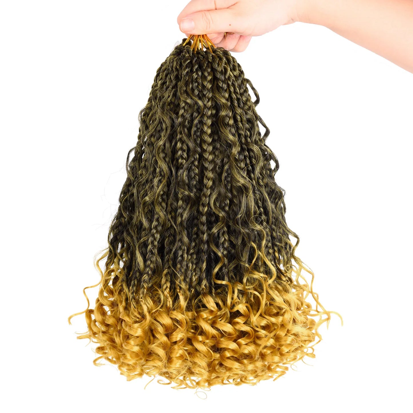 10" Bob Goddess Box Braids Crochet Hair | Boho Braids with Curls Luxegan