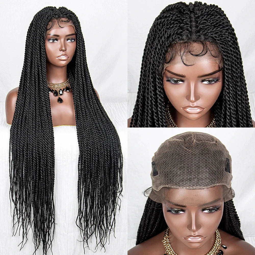 40" Long Straight Braided Wig | Full Lace | Baby Hair | Colored Braids Luxegan