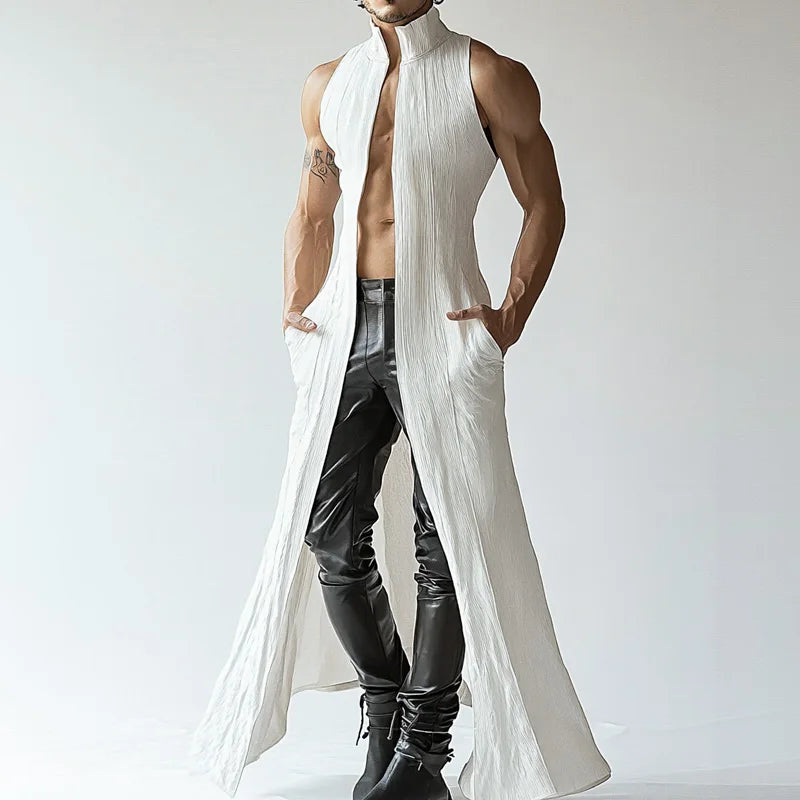 Deconstruction Texture Cardigan Vest | Sophisticated American Style Long-Style Silhouette | Elegant "Sleeveless" Summer Streetwear | "Dignified" Textured Tank Top for Radiant Versatile Styling Luxegan