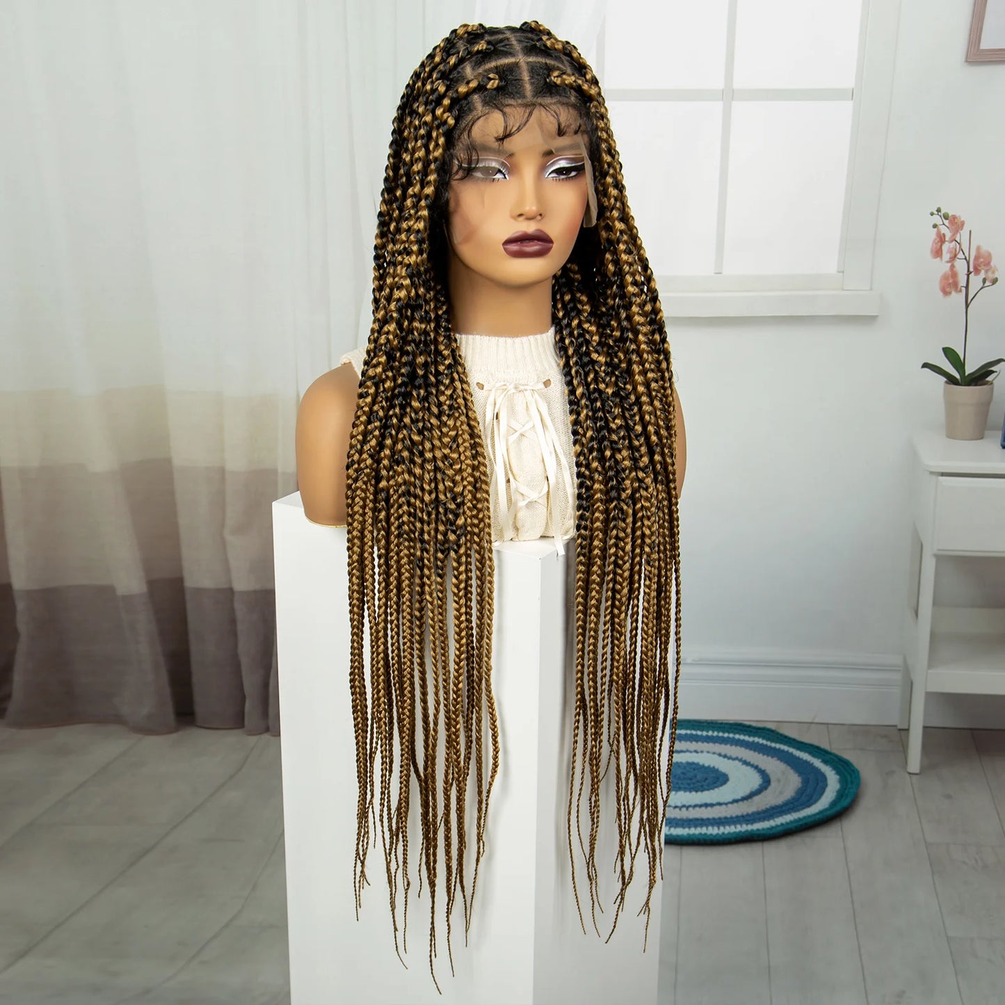 36" Knotless Box Braids Wig | Full Lace | Baby Hair | Natural Look Luxegan