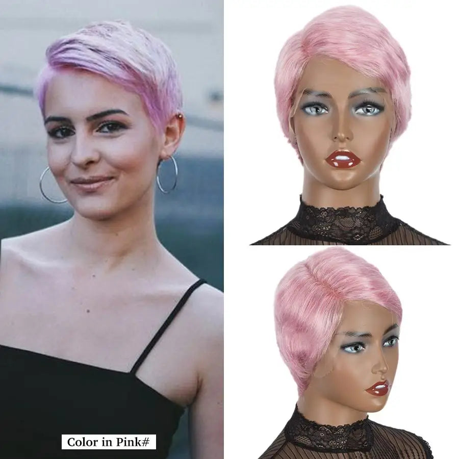 Peruvian Straight Pixie Cut Bob Wig | T-Part Transparent Lace Human Hair (Pre-Plucked Hairline) Luxegan