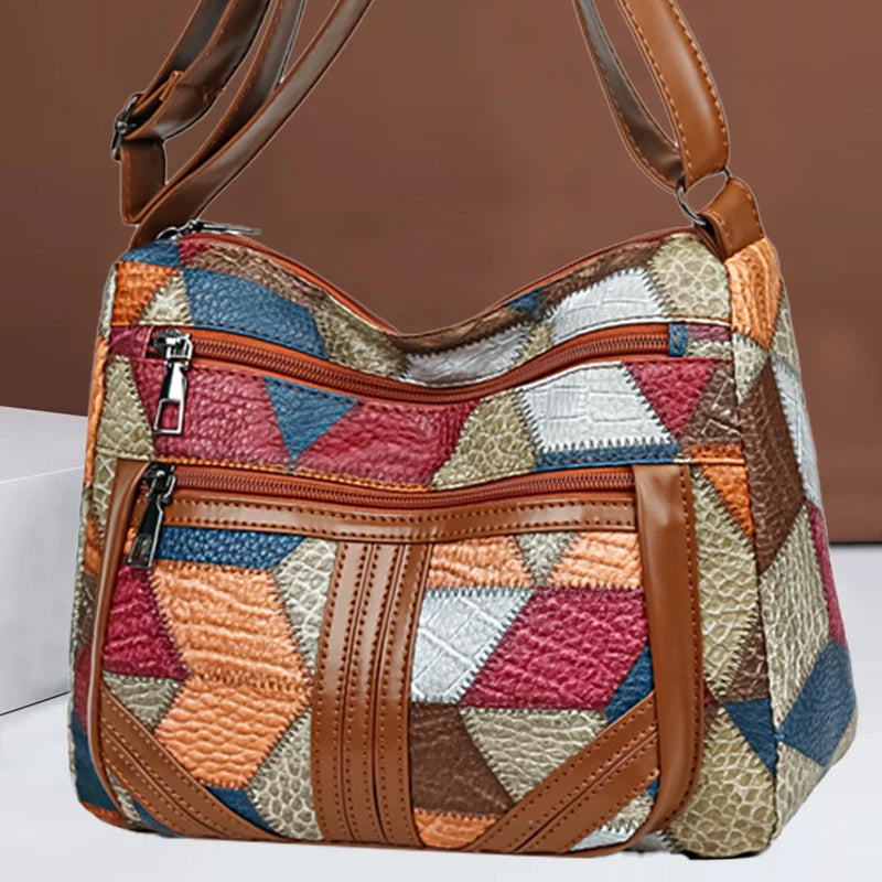 New Style Women’s Casual Shoulder Bag | Stylish PU Leather Patchwork Crossbody | Simple Minimalist Tote with Adjustable Strap | Versatile Daily Handbag Luxegan