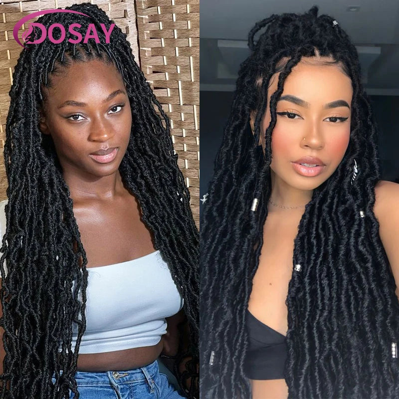 40" Butterfly Locs & Passion Twist Wig | 360 Full Lace | Box Braids | Baby Hair | Synthetic Luxegan