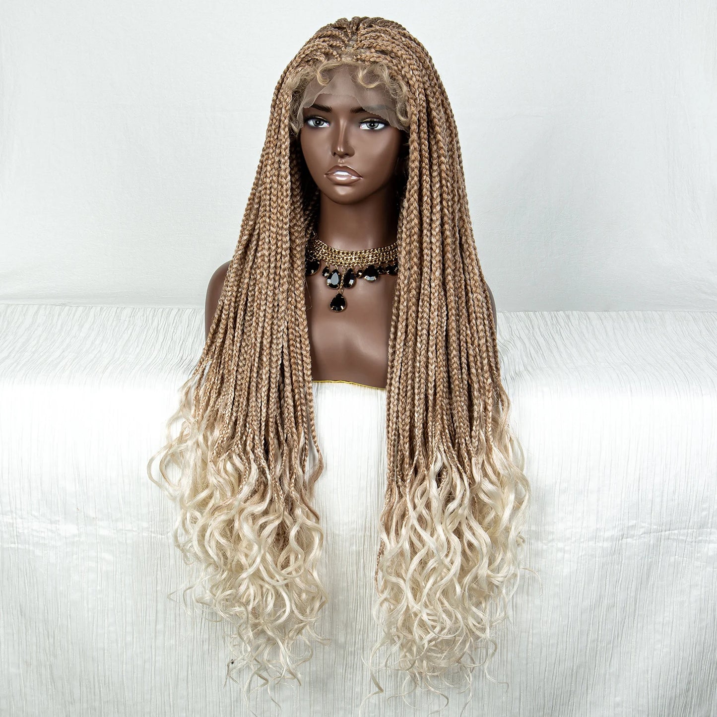 36" 613 Blonde Braided Wig | Lace Front | Baby Hair | Colored Braids Luxegan